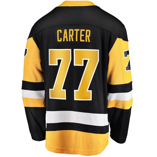 P.Penguins #77 Jeff Carter Fanatics Branded 2017-18 Home Breakaway Replica Jersey  Black Stitched American Hockey Jerseys CROVYIE