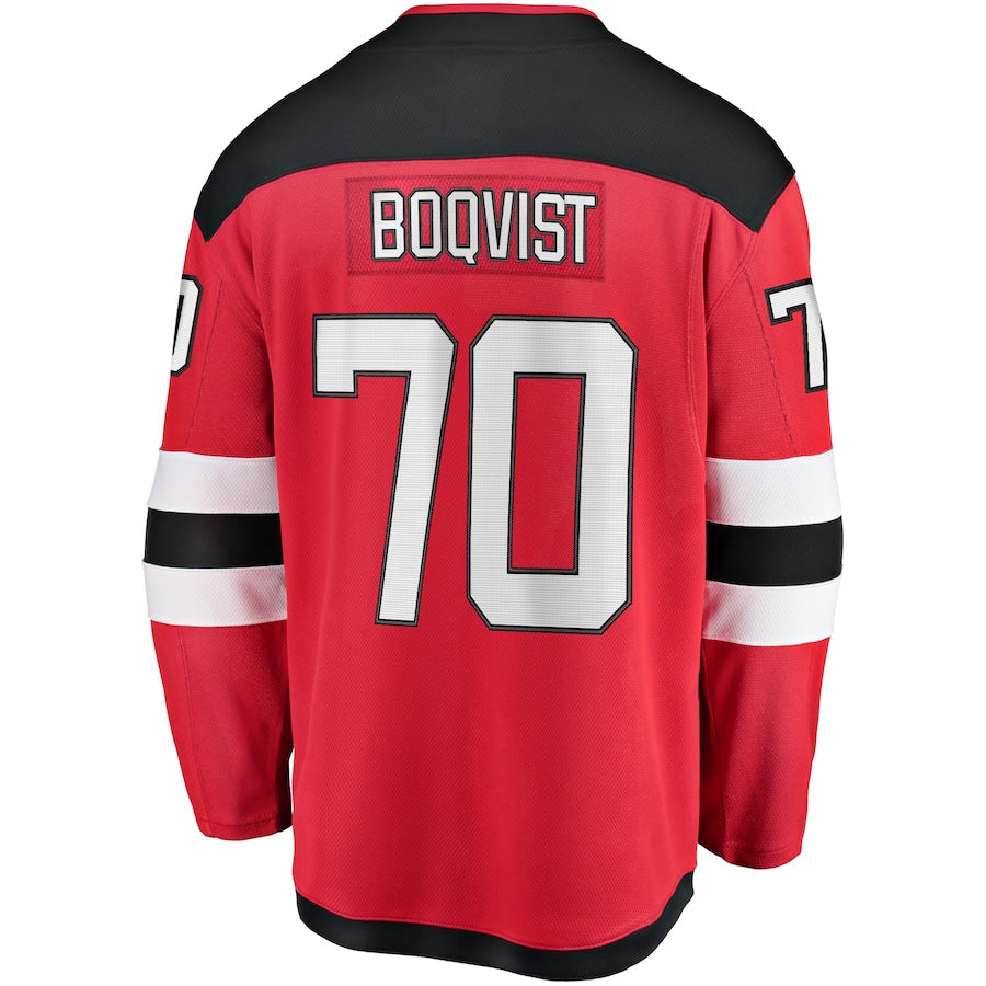 NJ.Devils #70 Jesper Boqvist Fanatics Branded Home Breakaway Player Jersey Red Stitched American Hockey Jerseys CROVYIE