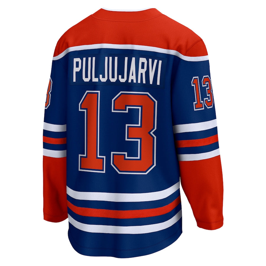 E.Oilers #13 Jesse Puljujarvi Fanatics Branded Home Breakaway Player Jersey Royal Stitched American Hockey Jerseys CROVYIE