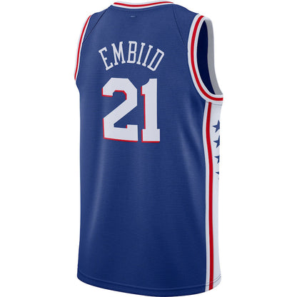 PH.76ers #21 Joel Embiid 2019-2020 Swingman Jersey Royal Icon Edition Stitched American Basketball Jersey