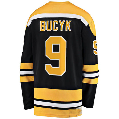 B.Bruins #9 John Bucyk Fanatics Branded Premier Breakaway Retired Player Jersey Black Stitched American Hockey Jerseys CROVYIE