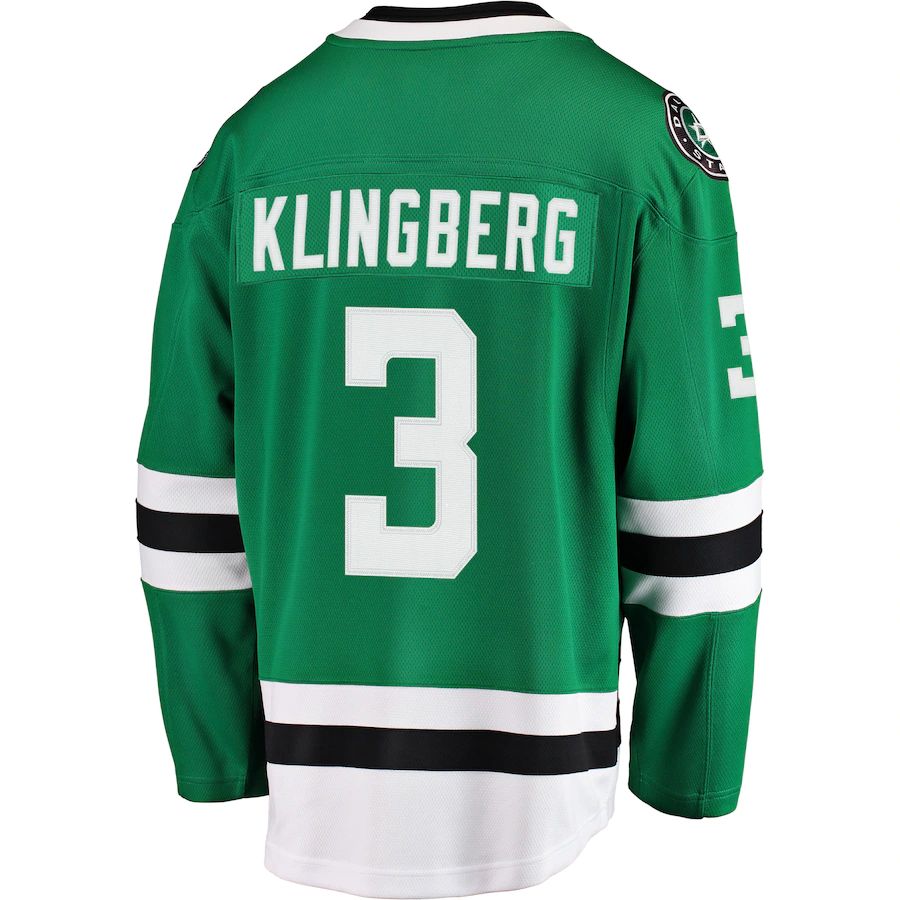 D.Stars #3 John Klingberg Fanatics Branded Breakaway Jersey Kelly Green Stitched American Hockey Jerseys CROVYIE
