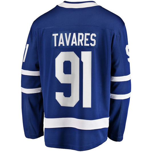T.Maple Leafs #91 John Tavares Fanatics Branded Home Captain Premier Breakaway Player Jersey Blue Stitched American Hockey Jerseys CROVYIE