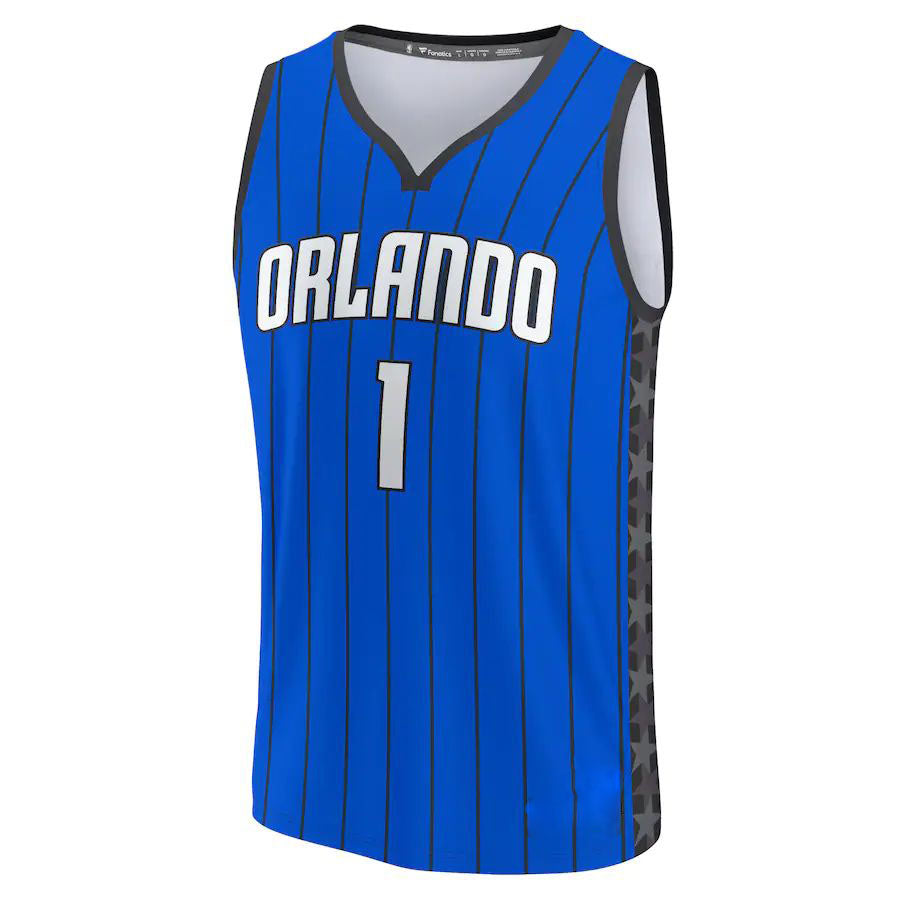 O.Magic #1 Jonathan Isaac Fanatics Branded 2022-23 Fast Break Replica Jersey Statement Edition  Blue Stitched American Basketball Jersey