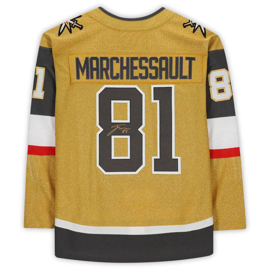V.Golden Knights #81 Jonathan Marchessault Fanatics Authentic Autographed Gold Alternate Jersey Hockey Jerseys CROVYIE