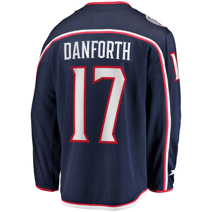 C.Blue Jackets #17 Justin Danforth Fanatics Branded Home Breakaway Player Jersey Navy Stitched American Hockey Jerseys CROVYIE