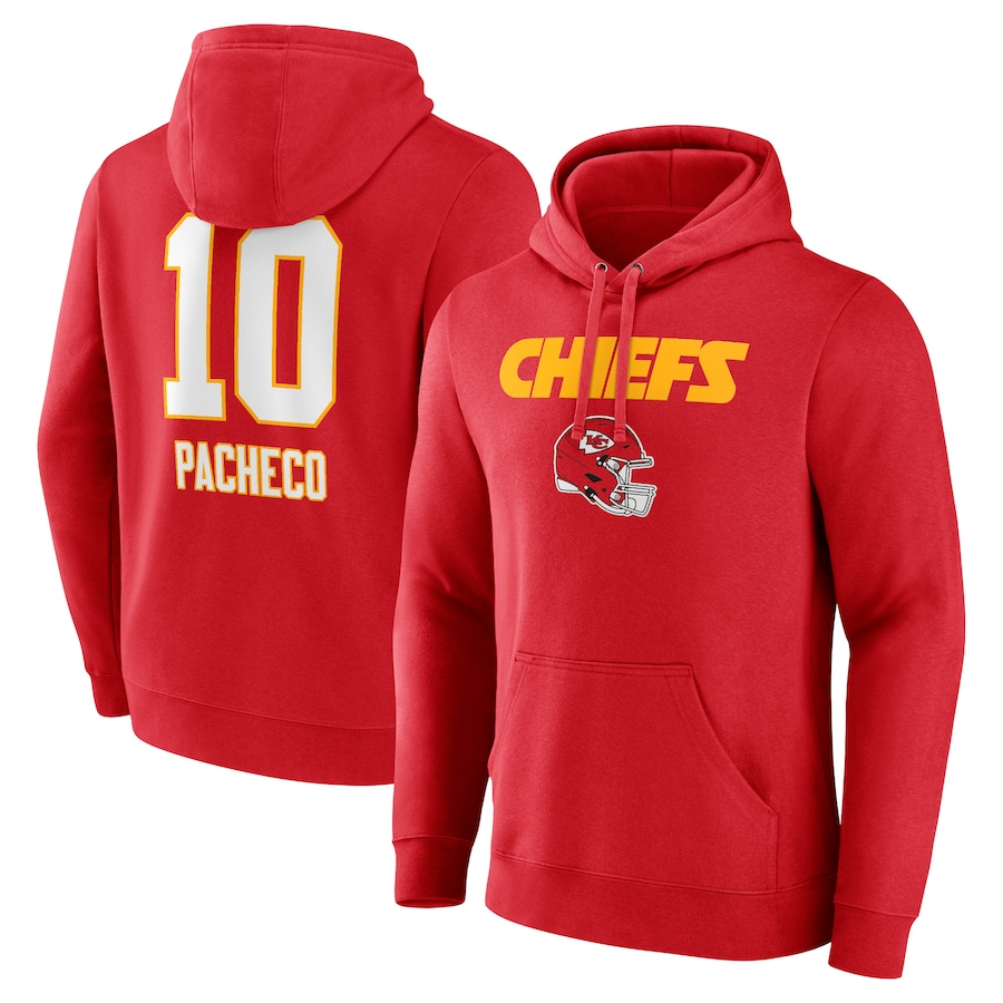 K.City Chiefs #10 Isiah Pacheco Red Team Wordmark Player Name & Number Pullover Hoodie Jerseys