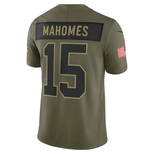 KC.Chiefs #15 Patrick Mahomes Olive 2025 Salute to Service Limited Stitched American Football Jerseys