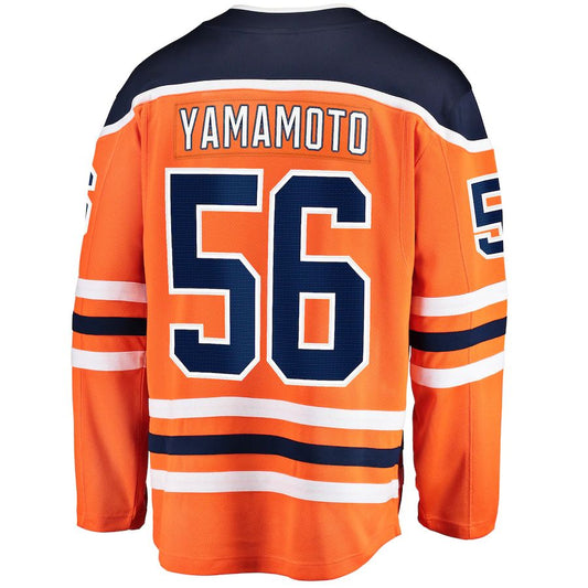 E.Oilers #56 Kailer Yamamoto Fanatics Branded Home Breakaway Player Jersey Orange Stitched American Hockey Jerseys CROVYIE