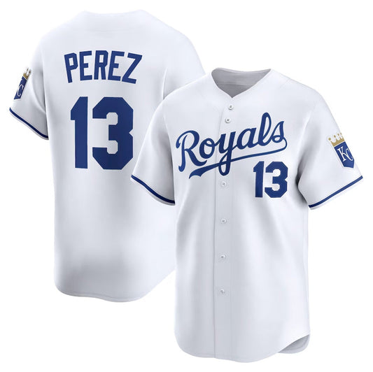 Kansas City Royals #13 Salvador Perez Home Limited Player Jersey - White Stitched Baseball Jersey