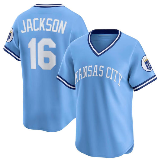 Kansas City Royals #16 Bo Jackson Throwback Cooperstown Collection Limited Jersey - Light Blue Stitched Baseball Jersey