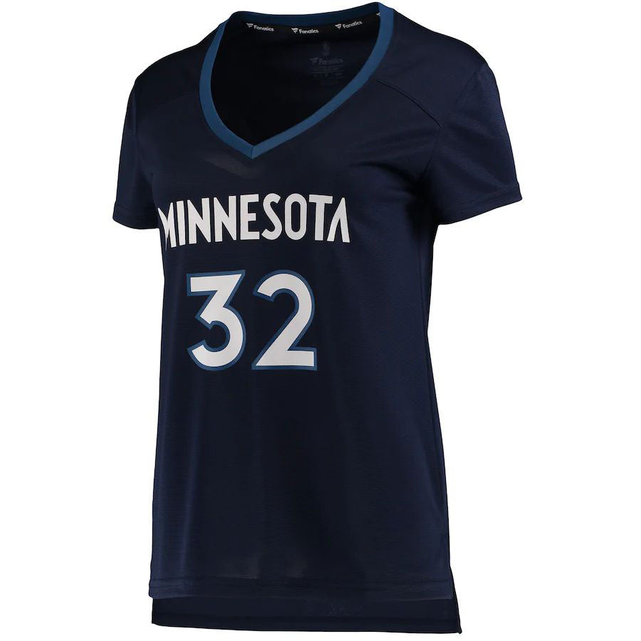 M.Timberwolves #32 Karl-Anthony Towns Fanatics Branded Women's Fast Break Replica Jersey Navy Stitched American Basketball Jersey