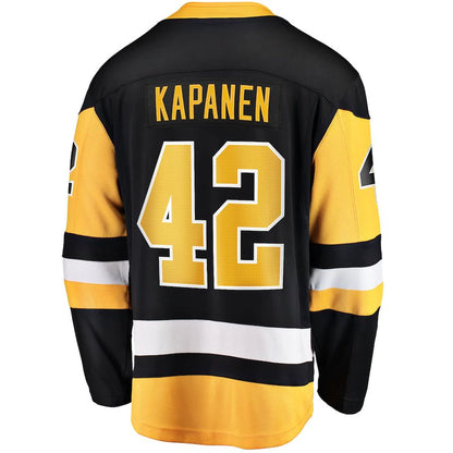 P.Penguins #42 Kasperi Kapanen Fanatics Branded Home Breakaway Jersey Black Stitched American Hockey Jerseys CROVYIE
