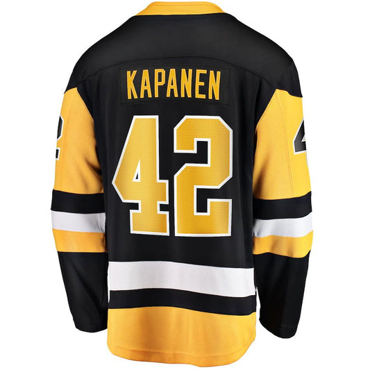 P.Penguins #42 Kasperi Kapanen Fanatics Branded Home Breakaway Jersey Black Stitched American Hockey Jerseys CROVYIE