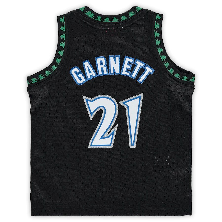 M.Timberwolves #21 Kevin Garnett Mitchell & Ness Infant 1997-98 Hardwood Classics Retired Player Jersey Black Stitched American Basketball Jersey