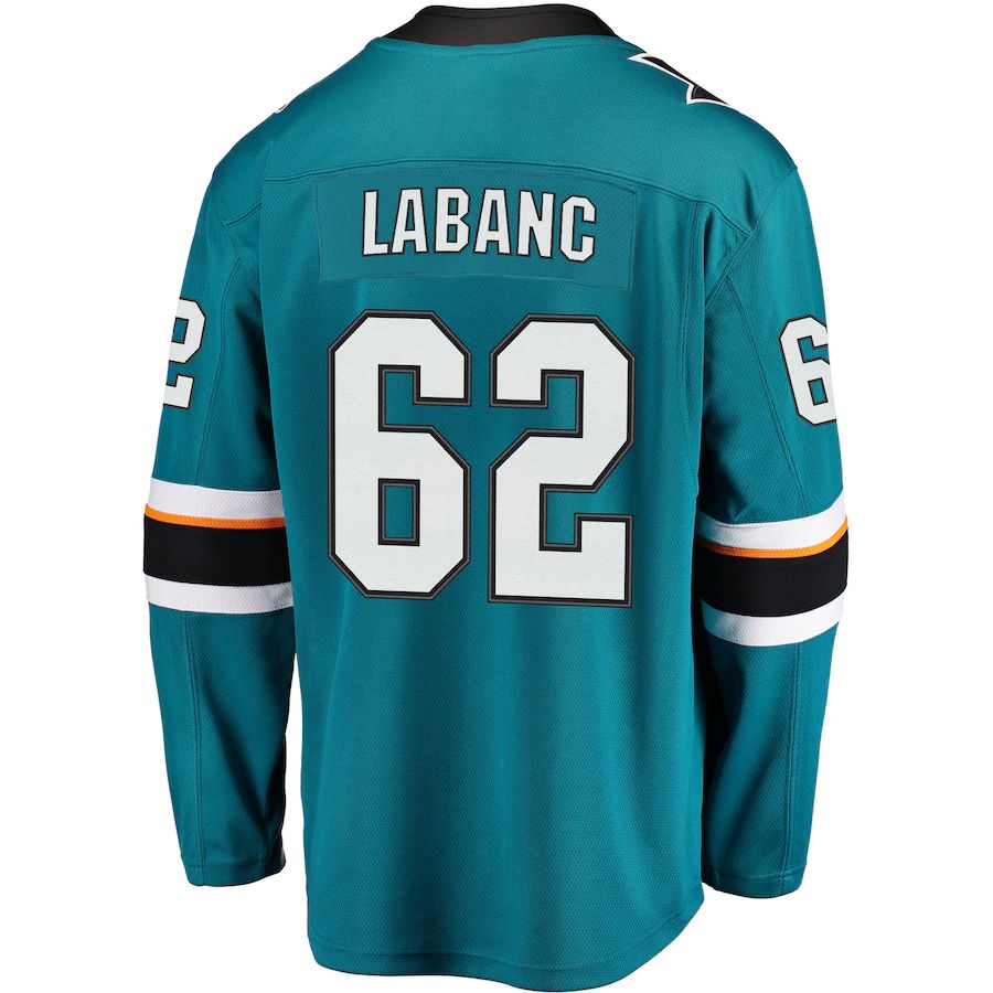 SJ.Sharks #62 Kevin Labanc Fanatics Branded Breakaway Jersey Teal Stitched American Hockey Jerseys CROVYIE