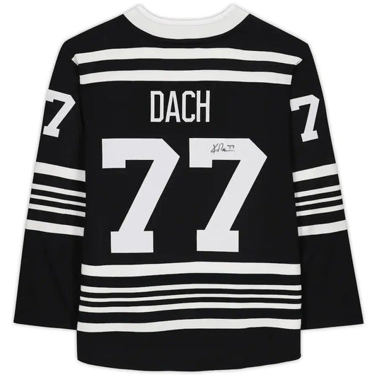 C.Blackhawks #77 Kirby Dach Fanatics Authentic Autographed Fanatics Alternate Breakaway Jersey Black Stitched American Hockey Jerseys CROVYIE