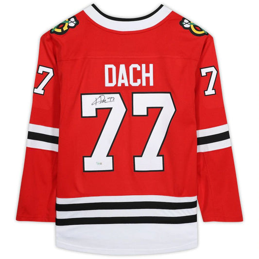 C.Blackhawks #77 Kirby Dach Fanatics Authentic Autographed Fanatics Breakaway Jersey Red Stitched American Hockey Jerseys CROVYIE
