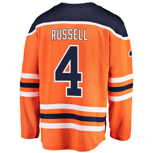 E.Oilers #4 Kris Russell Fanatics Branded Breakaway Player Jersey Orange Stitched American Hockey Jerseys CROVYIE