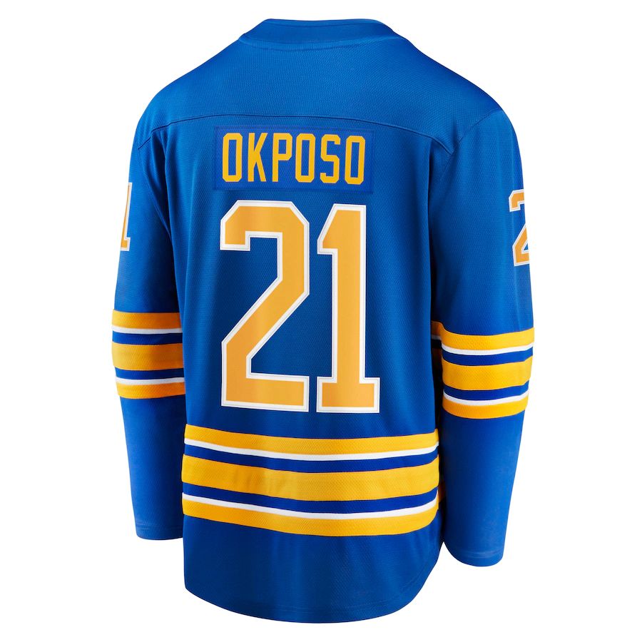 B.Sabres #21 Kyle Okposo Fanatics Branded Home Breakaway Jersey Royal Stitched American Hockey Jerseys CROVYIE