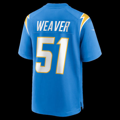 LA.Chargers #51 Rashad Weaver Powder Blue Team Game Stitched American Football Jerseys