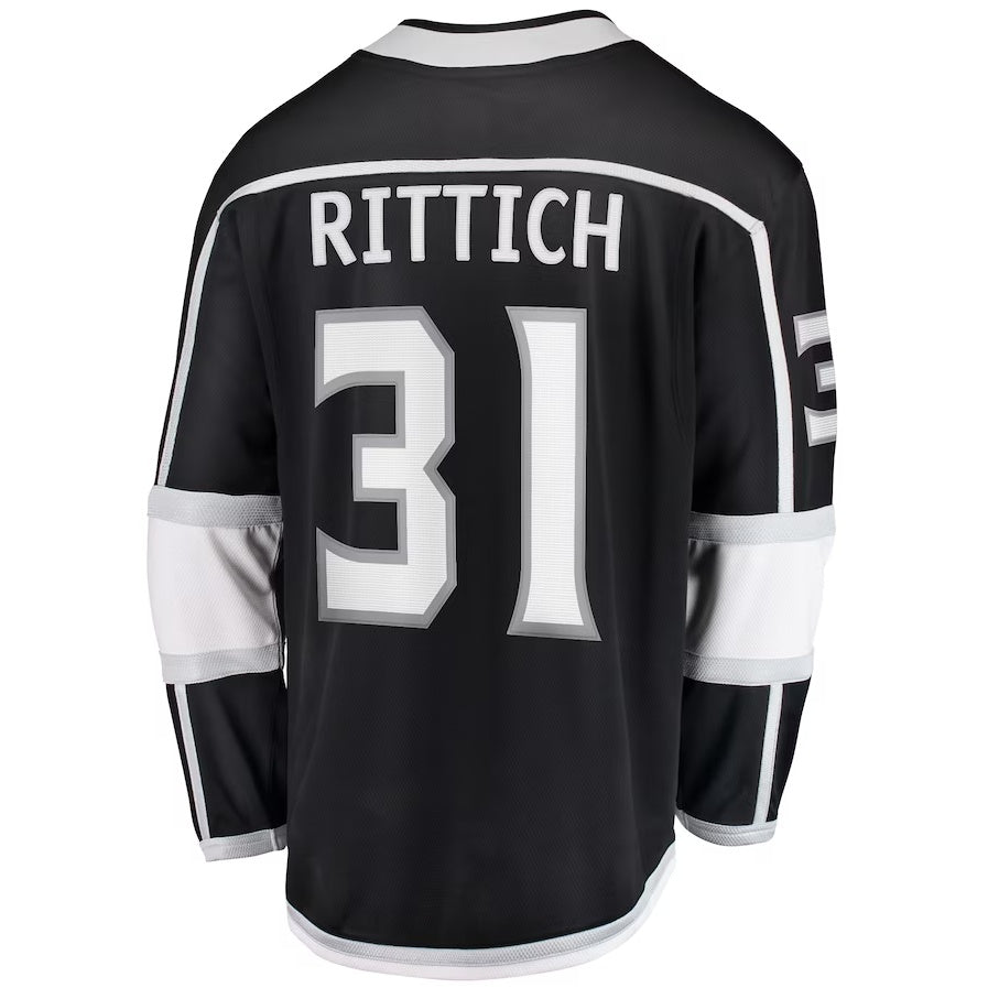 LA.Kings #31 David Rittich Fanatics Home Premier Breakaway Player Jersey - Black Stitched American Hockey Jerseys CROVYIE