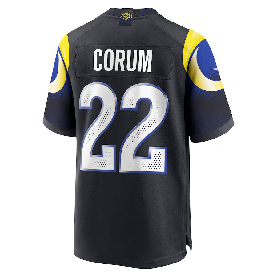 LA.Rams #22 Blake Corum 2025 Rivalries Collection Game Jersey-FAM - Midnight Blue Stitched American Football Jersey-FAM
