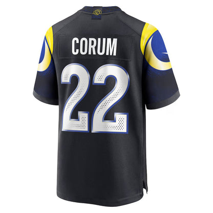 LA.Rams #22 Blake Corum 2025 Rivalries Collection Game Jersey-FAM - Midnight Blue Stitched American Football Jersey-FAM