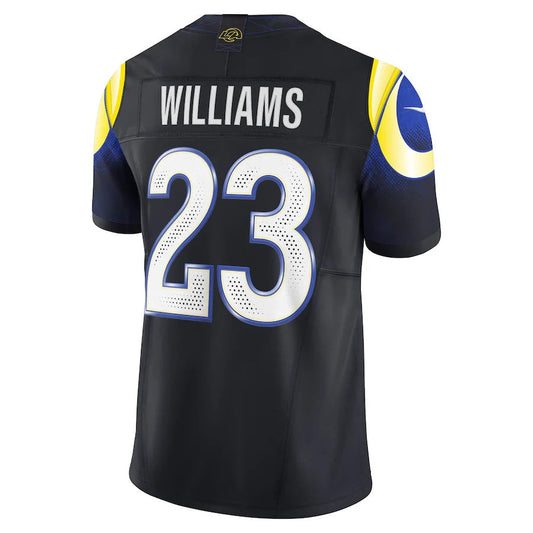 LA.Rams #23 Kyren Williams 2025 Rivalries Collection Limited Jersey-FAM - Midnight Blue Stitched American Football Jersey-FAM