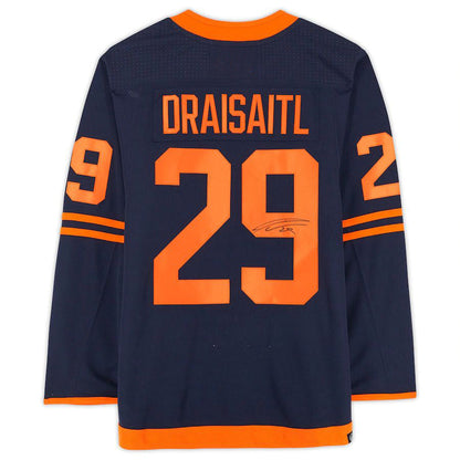 E.Oilers #29 Leon Draisaitl Fanatics Authentic Autographed Navy Alternate Jersey Stitched American Hockey Jerseys CROVYIE