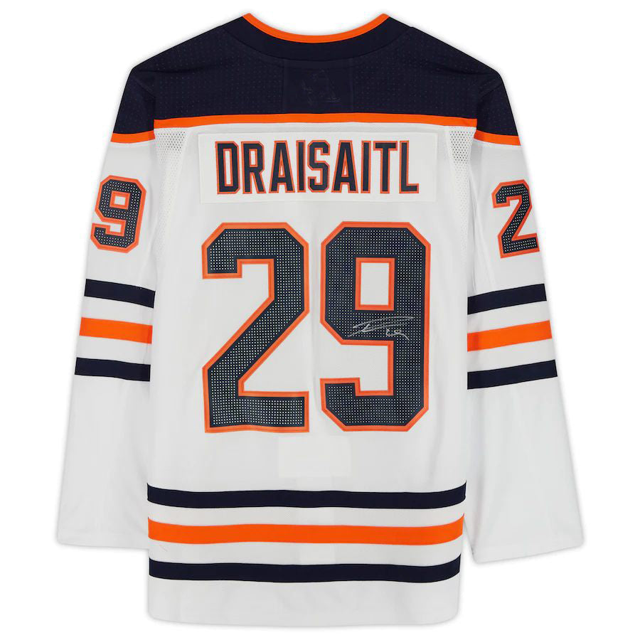 E.Oilers #29 Leon Draisaitl Fanatics Authentic Autographed White Stitched American Hockey Jerseys CROVYIE