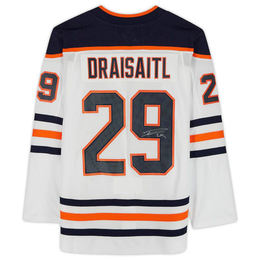 E.Oilers #29 Leon Draisaitl Fanatics Authentic Autographed White Stitched American Hockey Jerseys CROVYIE