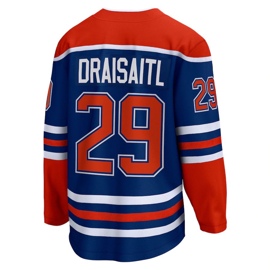 E.Oilers #29 Leon Draisaitl Fanatics Branded Home Premier Breakaway Player Jersey Royal Stitched American Hockey Jerseys CROVYIE
