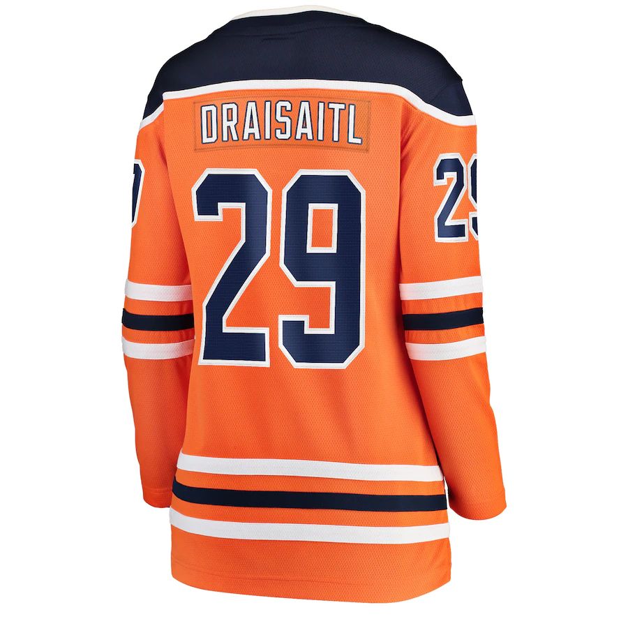 E.Oilers #29 Leon Draisaitl Fanatics Branded Home Breakaway Player Jersey Orange Stitched American Hockey Jerseys CROVYIE