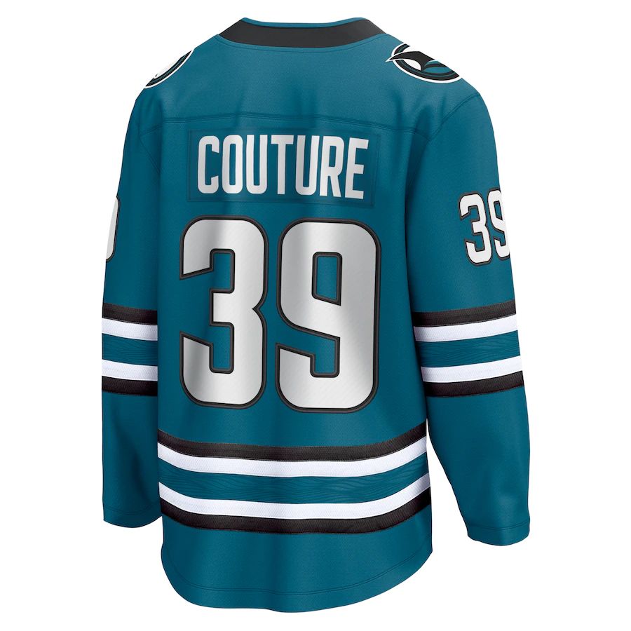 SJ.Sharks #39 Logan Couture Fanatics Branded Home Premier Breakaway Player Jersey Teal Stitched American Hockey Jerseys CROVYIE
