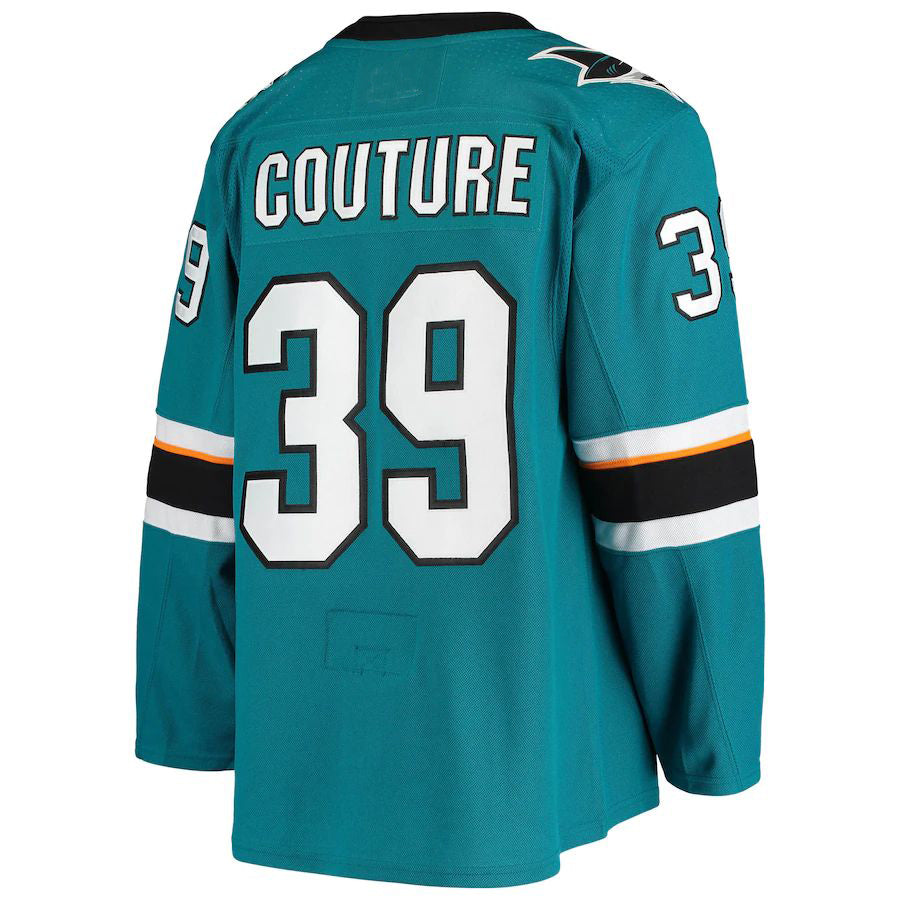 SJ.Sharks #39 Logan Couture Home Authentic Alternate Captain Player Jersey  Teal Stitched American Hockey Jerseys CROVYIE