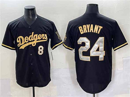 Los Angeles Dodgers Front #8 Back #24 Kobe Bryant Black Gold Limited Stitched Baseball Jersey