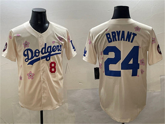 Los Angeles Dodgers Front #8 Back #24 Kobe Bryant Cream 2025 Tokyo Series Limited Stitched Baseball Jersey