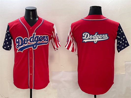 Los Angeles Dodgers Team Big Logo Red Limited Stitched Baseball Jersey