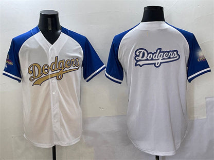 Los Angeles Dodgers Team Big Logo White Royal Gold 2024 World Series Champions Vapor Limited Stitched Baseball Jersey