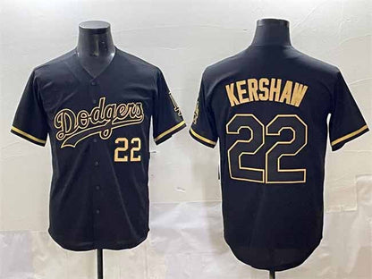 Los Angeles Dodgers #22 Clayton Kershaw Black Gold Limited Stitched Baseball Jerseys