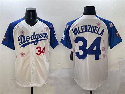 Los Angeles Dodgers #34 Fernando Valenzuela White Royal 2025 Tokyo Series Limited Stitched Baseball Jersey