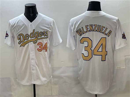 Los Angeles Dodgers #34 Toro Valenzuela White 2025 Gold Collection Limited Stitched Baseball Jersey