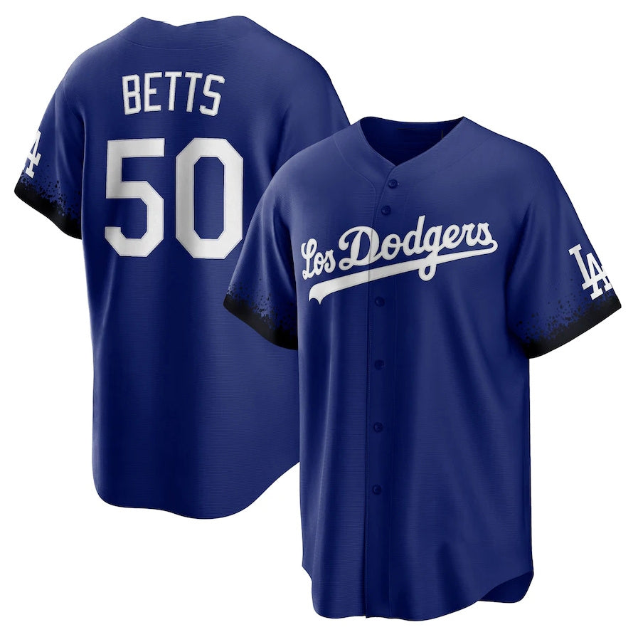 Los Angeles Dodgers #50 Mookie Betts City Connect Replica Player Jersey - Royal Stitched Baseball Jersey
