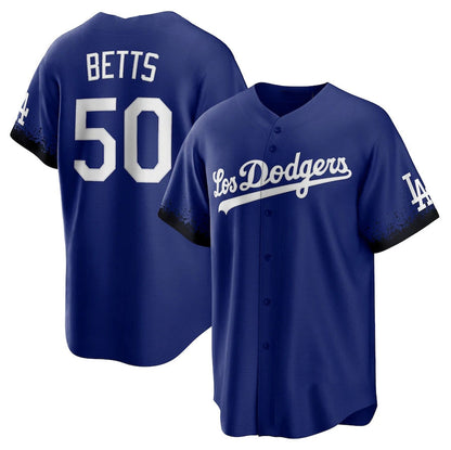 Los Angeles Dodgers #50 Mookie Betts City Connect Replica Player Jersey - Royal Stitched Baseball Jersey