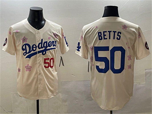 Los Angeles Dodgers #50 Mookie Betts Cream 2025 Tokyo Series Limited Stitched Baseball Jersey