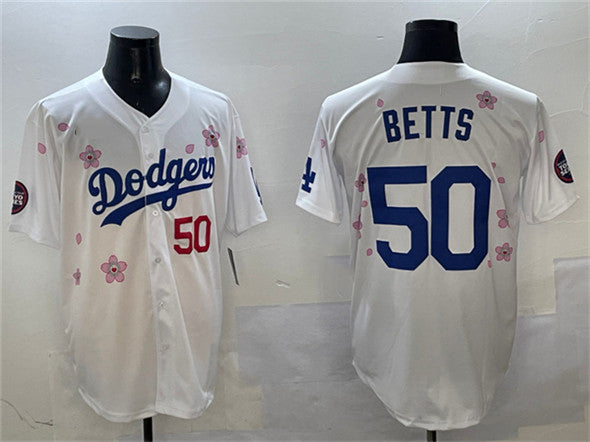 Los Angeles Dodgers #50 Mookie Betts White 2025 Tokyo Series Limited Stitched Baseball Jersey