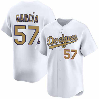 Los Angeles Dodgers #57 Luis Garcia 2025 White Gold Collection Limited Stitched Baseball Jersey