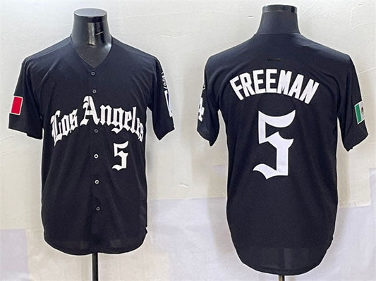 Los Angeles Dodgers #5 Freddie Freeman Black Mexico 2025 LA Gothic Style With Fernando Patch Vapor Premier Limited Stitched Baseball Jersey