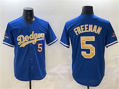 Los Angeles Dodgers #5 Freddie Freeman Royal 2025 Gold Collection Limited Stitched Baseball Jersey